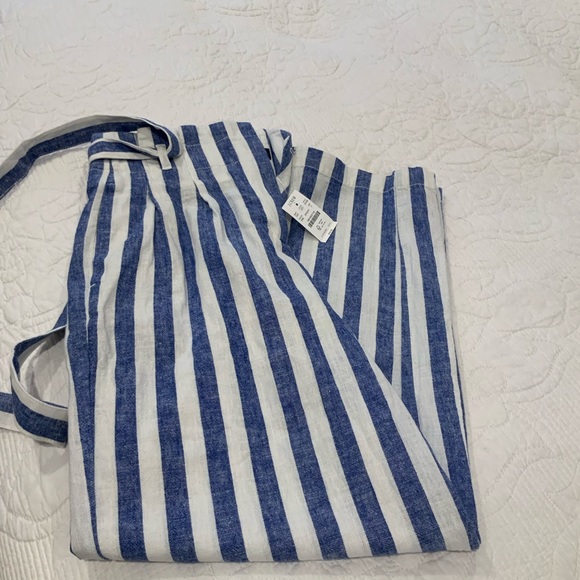 J. Crew Factory Pants - J. Crew Factory Blue and White Striped Linen Trousers